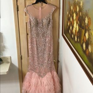 Terani Couture Blush Illusion Trumpet Gown